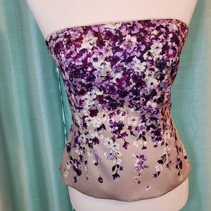 Purple Flowered Strapless Top